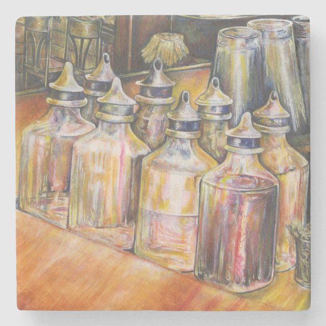 Porta-copo De Pedra Ideografia da luz Ouro (Frente)