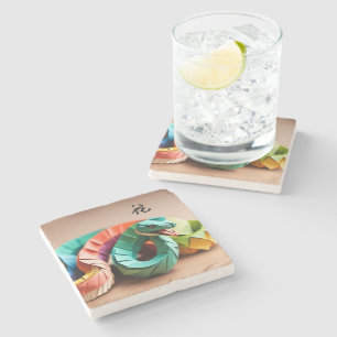 Porta-copo De Pedra Ideograma de Cobra de Ano Novo Chinês Zodiday Birt