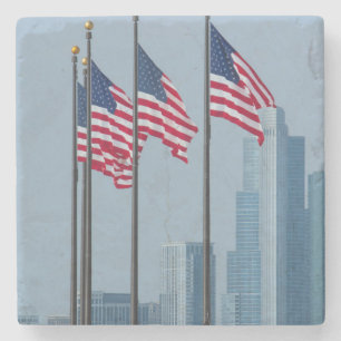Porta-copo De Pedra Illinois, Chicago. Navy Pier, bandeiras dos EUA ha