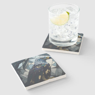 Porta-copo De Pedra Ilustração de Águia Balda de Vidro Estreita