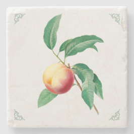Porta-copo De Pedra Ilustração de Fruta Pêssego Vintage