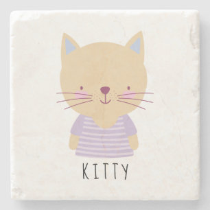 Porta-copo De Pedra Ilustração de Gato Bonito - Personalizável