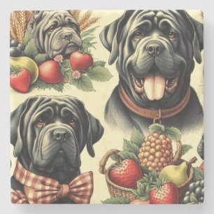 Porta-copo De Pedra Ilustração de Mastiff Neapolitano Vintage