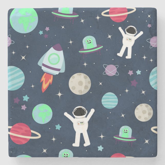 Porta-copo De Pedra Ilustração de padrão de espaço (Frente)