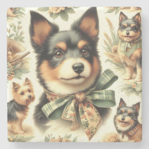 Porta-copo De Pedra Ilustração de pintura Terrier australiana Vintage