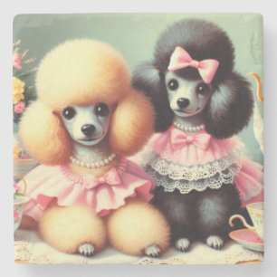 Porta-copo De Pedra Ilustração de Poodle em Cute