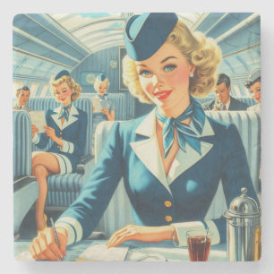 Porta-copo De Pedra Ilustração de Vintage Stewardess
