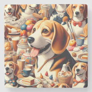 Porta-copo De Pedra Ilustração do Beagle do Cute Retroativo