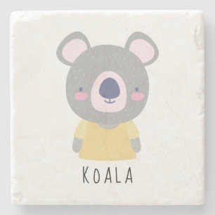 Porta-copo De Pedra Ilustração do Urso Koala Bonita - Personalizáve