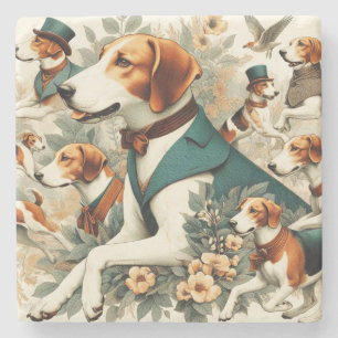 Porta-copo De Pedra Ilustração Inglesa Vintage Foxhound Seamless