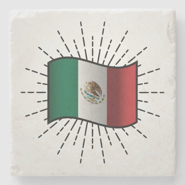 Porta-copo De Pedra Ilustração Nacional da Bandeira do México (Frente)