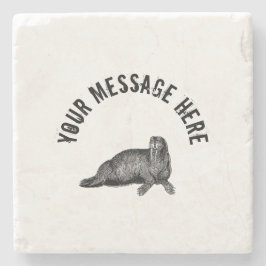 Porta-copo De Pedra Ilustração Simples de Black Walrus