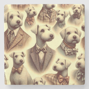 Porta-copo De Pedra Ilustração Vintage Bedlington Terrier