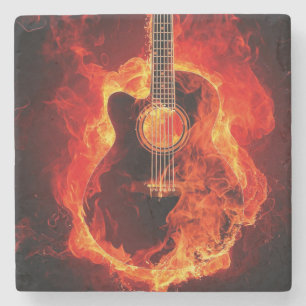 Porta-copo De Pedra Imagem de Violão Bela Flaming