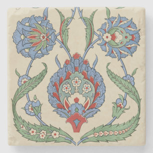 Porta-copo De Pedra Impressão de Arte Floral Geométrica Azul Vermelha 