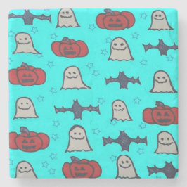 Porta-copo De Pedra Impressão de Dia das Bruxas de Diversão Azul