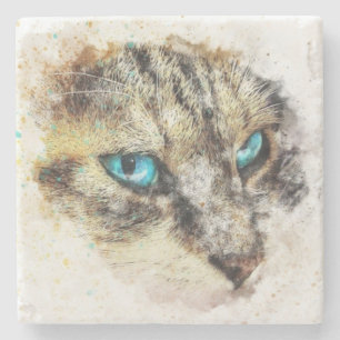 Porta-copo De Pedra Impressão de gato pintado