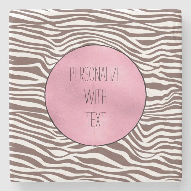 Porta-copo De Pedra Impressão em Zebra Castanha (Frente)