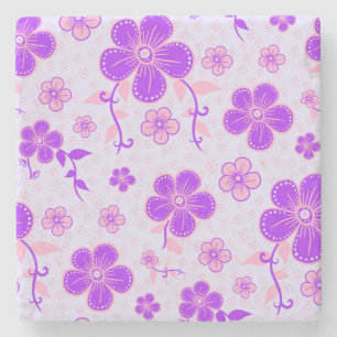 Porta-copo De Pedra Impressão Floral bonito Roxo e Rosa na Lavanda