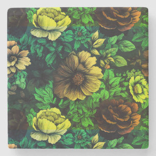 Porta-copo De Pedra Impressão Floral de Vintage com Cores Únicas