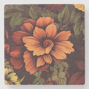 Porta-copo De Pedra Impressão Floral de Vintagem de Cor da Prureza
