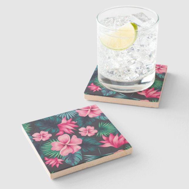 Porta-copo De Pedra Impressão havaiano (Lateral)