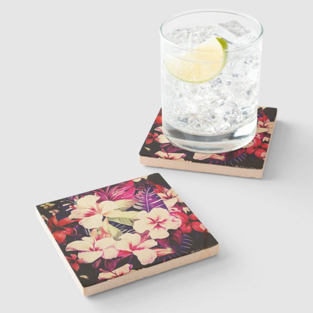 Porta-copo De Pedra Impressão havaiano (Lateral)