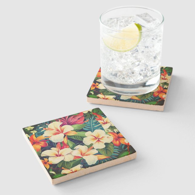 Porta-copo De Pedra Impressão havaiano (Lateral)