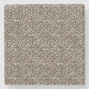 Porta-copo De Pedra Impressão Leopardo Dourada Glam