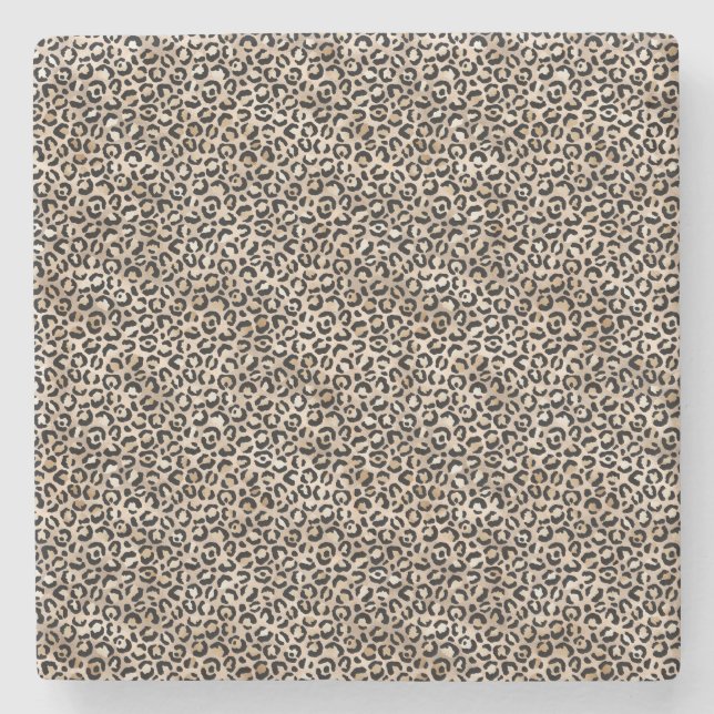 Porta-copo De Pedra Impressão Leopardo Dourada Glam (Frente)