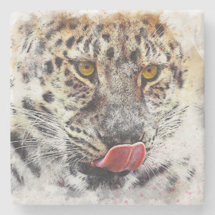 Porta-copo De Pedra Impressão Pintada de Leopardo