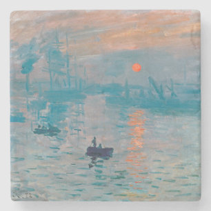 Porta-copo De Pedra Impressão Sunrise Claude Monet