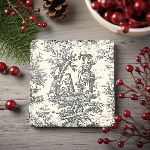 Porta-copo De Pedra Imprimido o toile de jouy, branco,