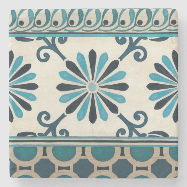 Porta-copo De Pedra Indigo Frieze II não embelezado (Frente)