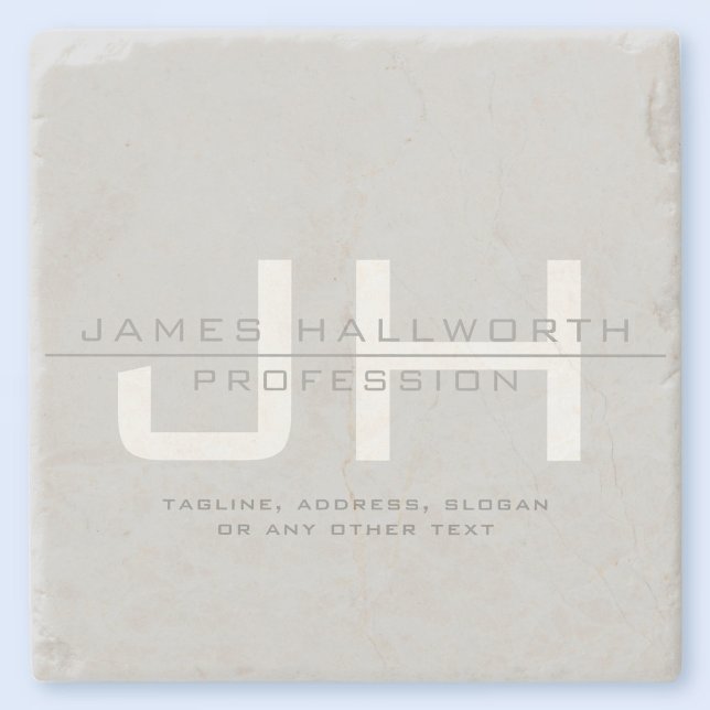 Porta-copo De Pedra Iniciais Modernos (ou outro texto) em Monogramas (Criador carregado)