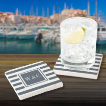 Iniciais Monograma Elegantes Listra Azul Marinho B