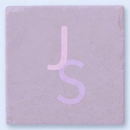 Porta-copo De Pedra Iniciais Monogramadas Sobrepostas Modernas | Roxo