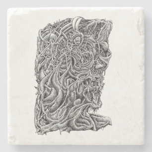 Porta-copo De Pedra Innerbeastman, desenho a tinta