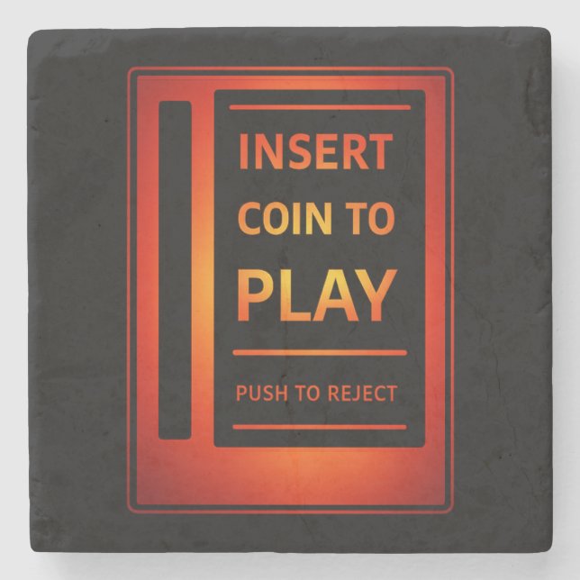 Porta-copo De Pedra Insira Moeda para Jogar Retro Arcade Stone Coaster (Frente)