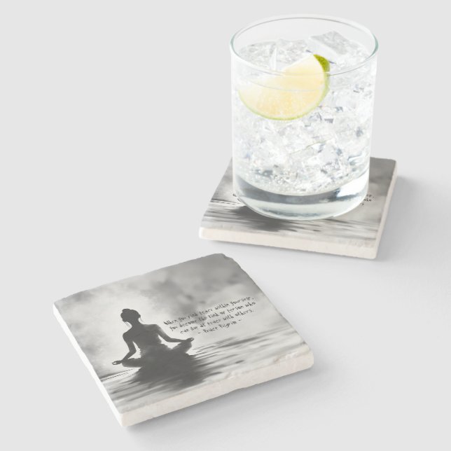 Porta-copo De Pedra Instrutor de Meditação de Yoga Lotus Pose Pintura (Lateral)