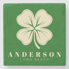 Porta-copo De Pedra Irish Lucky Four Folheto com Nome Verde