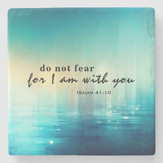 Porta-copo De Pedra Isaiah 41:10 Não Teme Bíblia Verso Cristão (Frente)