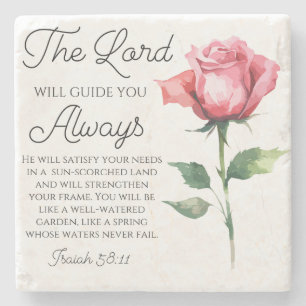 Porta-copo De Pedra Isaiah 58:11 - Escritura da Bíblia do Rosa