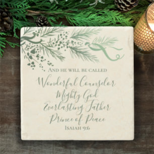 Porta-copo De Pedra Isaiah 9:6 Presente de Natal de Pinho Moderno dese