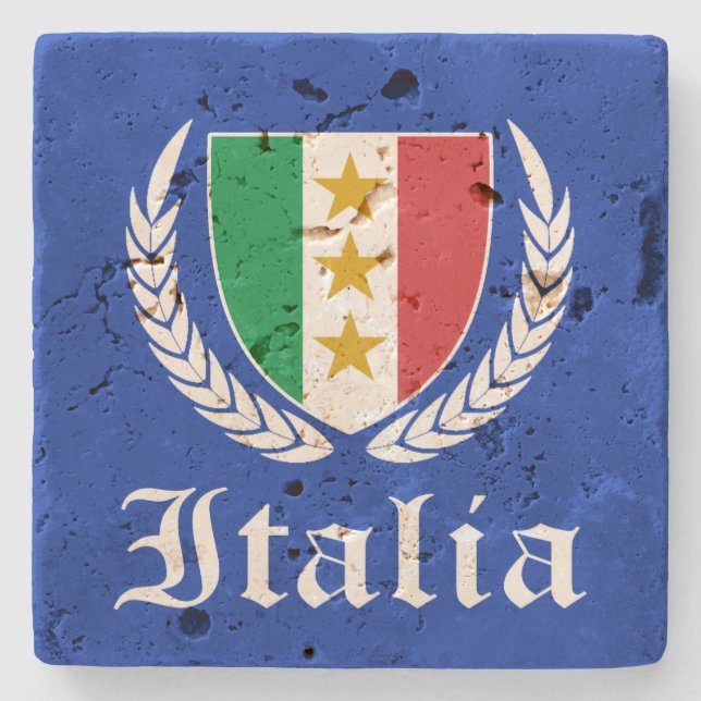 Porta-copo De Pedra Italia Crest (Frente)