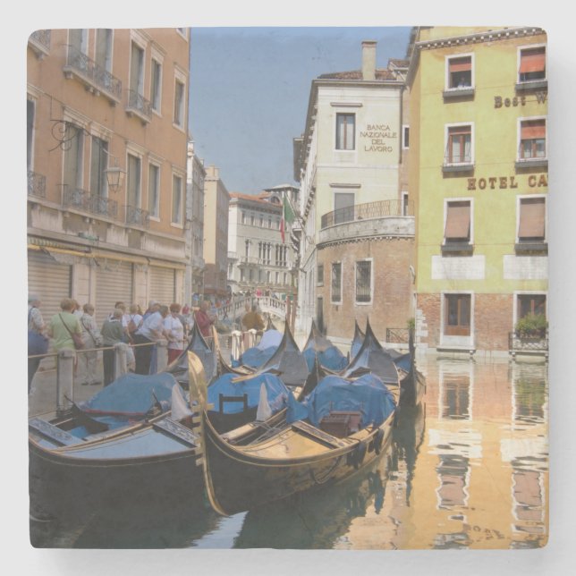Porta-copo De Pedra Itália, Veneza, gôndolas ancoradas ao longo do can (Frente)