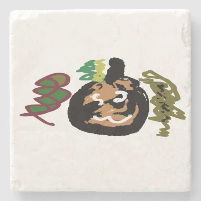 Porta-copo De Pedra Jack de Halloween o café da lanterna (Frente)