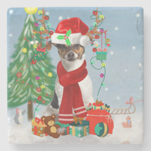 Porta-copo De Pedra Jack Russell Terrier Dog em presentes de Natal na 