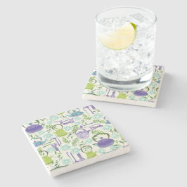 Porta-copo De Pedra Japanese Green Teapot Design