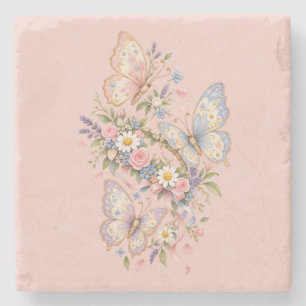 Porta-copo De Pedra Jardim de Aniversário Borboleta Pastel